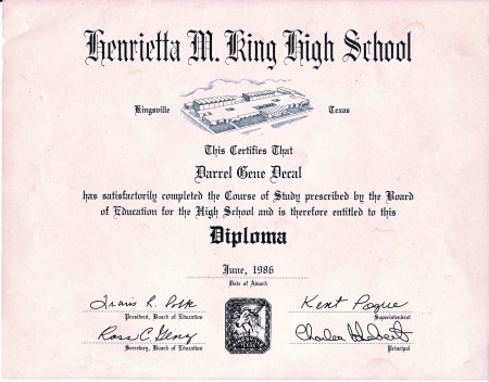 June 1986 Diploma