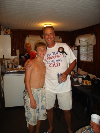 Son, Riley (13) and  50 year old Ronnie at the lake this summer