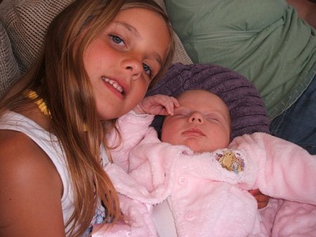 My youngest daughter (6) with my new grand daughter
