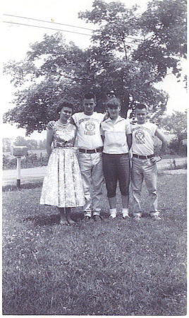 sisters & brother, Marilyn,John,Janet,Jim 1956