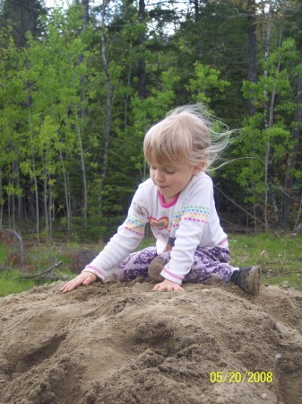 Alexis in the dirt pile