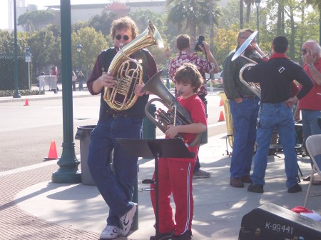 Dad & Son doing Tuba Christmas at Downtown Disney