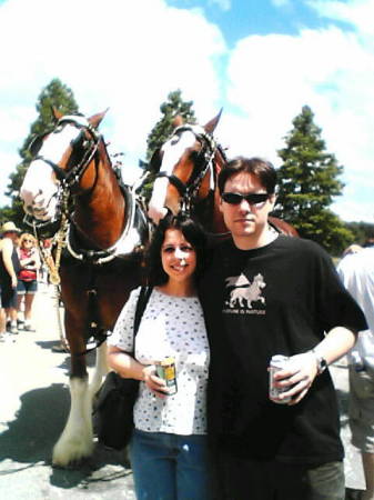 me and hubby Kyle with the Budweiser horses