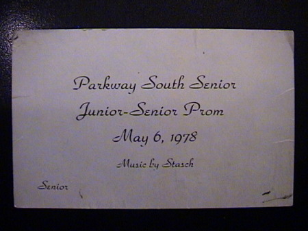 '78 Parkway South Senior Prom Ticket