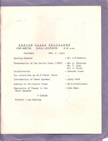 Senior Class Programme