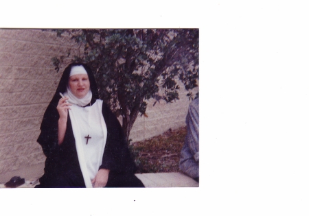 Me as Mother Superior, smoking during rehearsal
