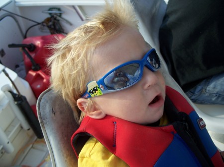 Robbie on our boat....