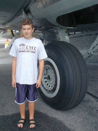 My Son beside B-17 tire