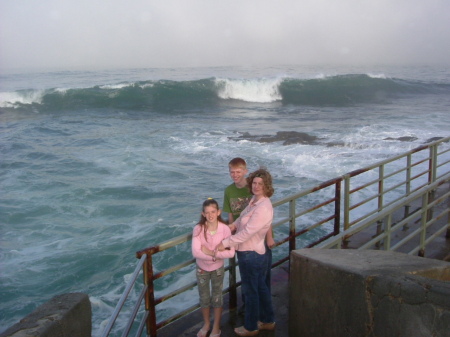 My wife and kids at the Beach in San Diego