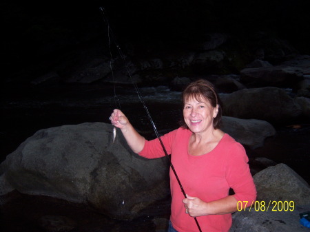 Shirley always catches fish.