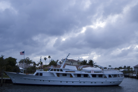 getting darker....nice huge boat here...