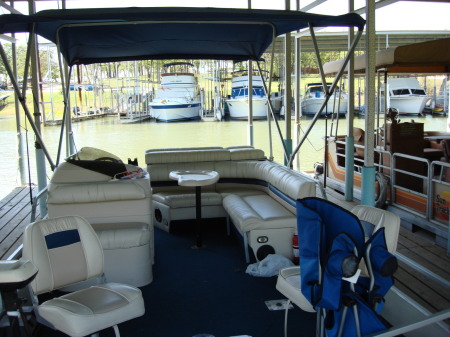 Our boat, kinda trashed from fishing on the docks