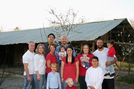 family pic in the orchard