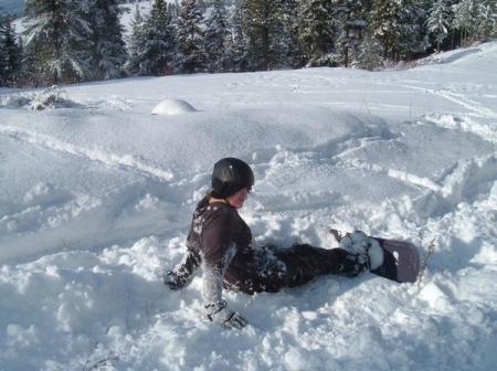 Alan takes a dive testing out new snowboard