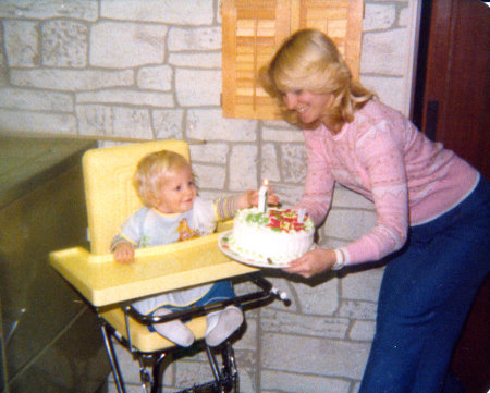 Dec of 1978  I give my son Chris his 1st Cake