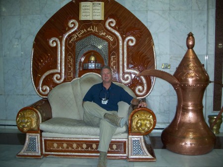 Relaxing on Saddam's throne in Baghdad!