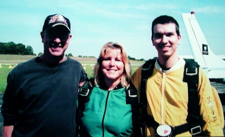 Ed (hubby), me, and Bobby (son), when we went skydiving. It was AWESOME!!
