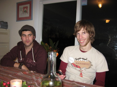 Son Brendan (left) and friend, George