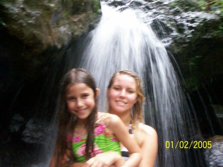 My two angels playing in the waterfall.