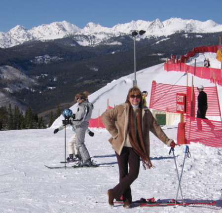 Mary Ellen NOT skiing in Vail