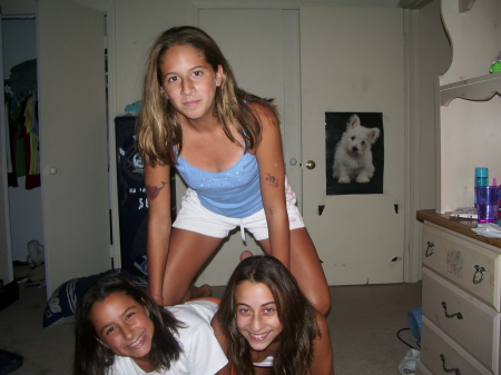 My two daughters and their friend. Please don't fall!