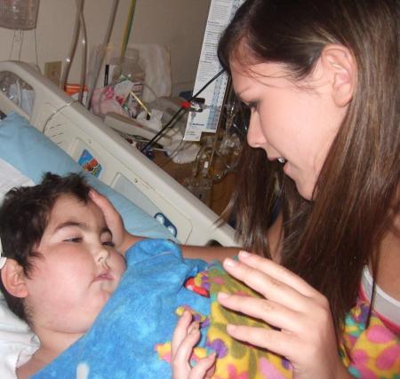 Brooke in hospital with big sister Brianna