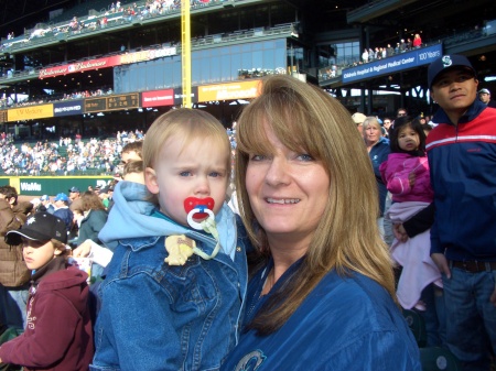 Myself and my son at the Mariners game, April 15, 2007.