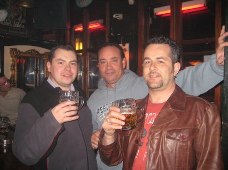 Having a beer in Amsterdam with two co-workers