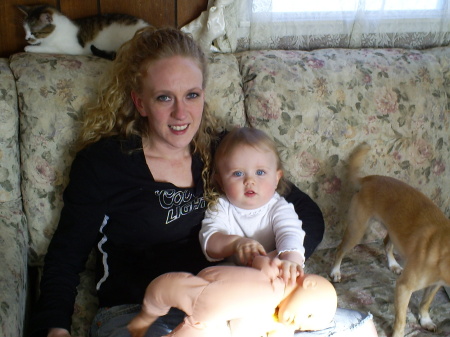 MY SISTER TRACI AND MY DAUGHTER ABBY, TINKER BELL (CAT) AND MAX (DOG)