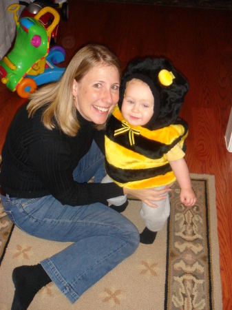 Handing out candy with Daven (the bee)