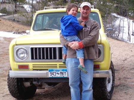 Silas and husband, Chris with our '76 International Scout