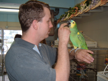 My husband and a birdie friend.