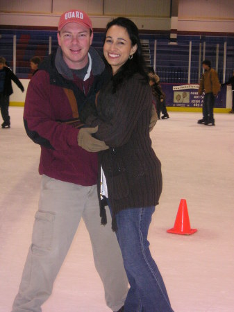 My beautiful bride and I on ice.