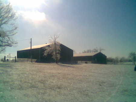 First ice storm on barns 2 inches thick.