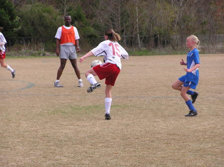 My daughter handles the ball