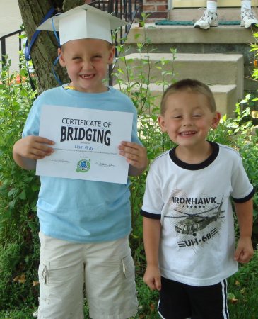 Liam's graduation to the 1st grade 2007 with little brother Wyatt