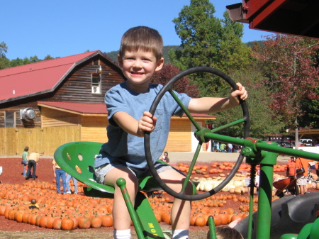 Connor at Burt's pumpkin farm - 2006