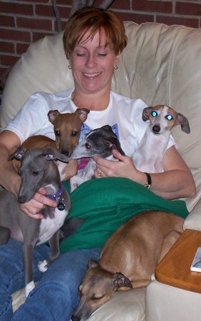 My and our five Italian Greyhounds!