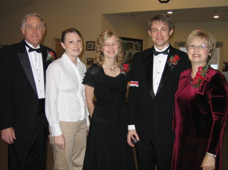 Our family at our son's wedding.  L to R: Hubby Paul, Meredith, Kristin, Brett and ME.  12/30/06