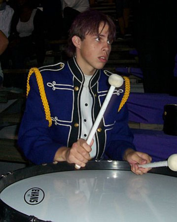 mike with drum in stands