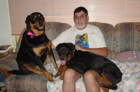 Jerry witn grand doggie Nikki and our Bear