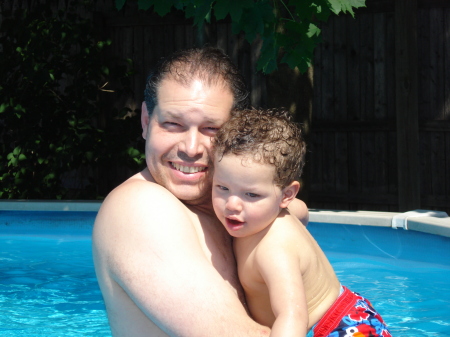 Daddy and Nicholas in the pool