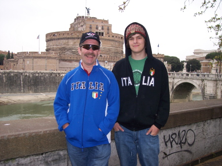 My son Kyle and I near Castel Angelo, Rome