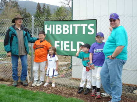 Gerry's dad Frank, brother Cliff and his kids CJ, Lyle, Clay and Mary at the Hibbitts Field in Los Gatos