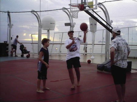 Son shooting some hoops