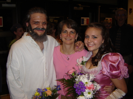 with kids after Les Mis Opening Night, 2008