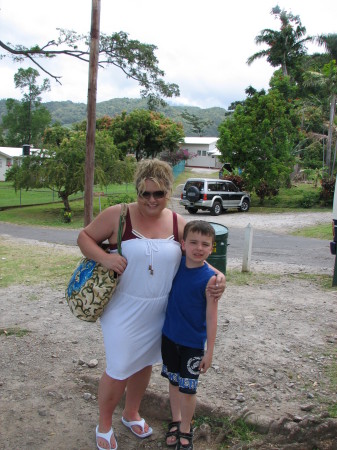 My son and I in Dominica