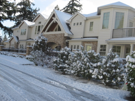 Our house in Medina, WA with  snow!