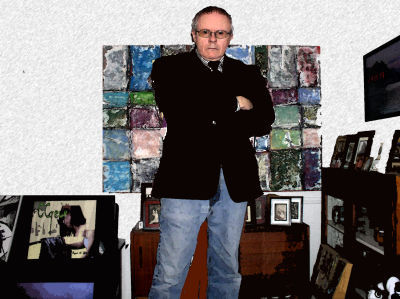 Byron Lacy with paintings