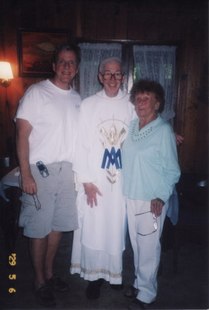 Me,Fr Thom and Mom at the cabin in Highland Lks,NJ